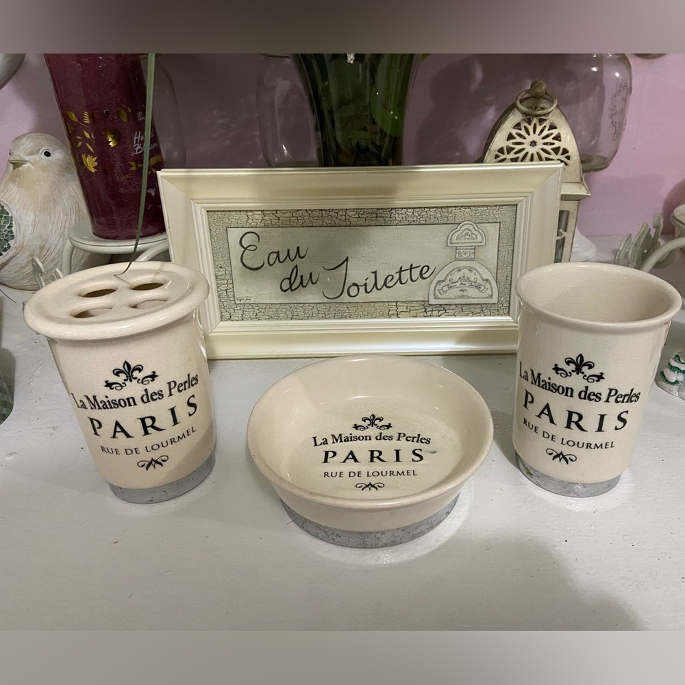 Paris Bath Accessory Set - Cream